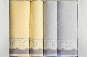 Ręczniki komplet 4szt EuroFirany TINA krem+żółty