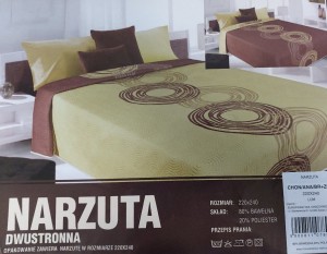Narzuta dwustronna 220x240 Eurofirany Ana brąz+zielony