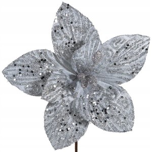 Kwiat ozdoba choinkowa Eurofirany 55 srebrny