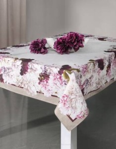 Obrus plamoodporny 140x240 Eurofirany Flower2 krem+róż