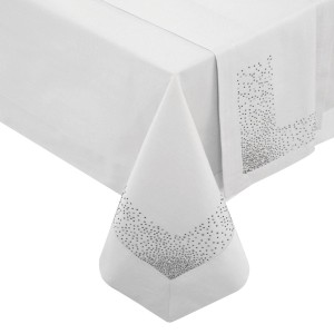 Obrus 140x180 cyrkonie EuroFirany Modern biały