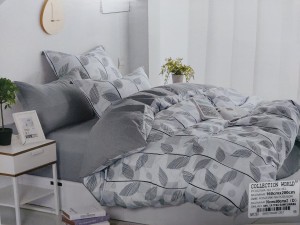 Komplet pościeli 160x200 szare listki