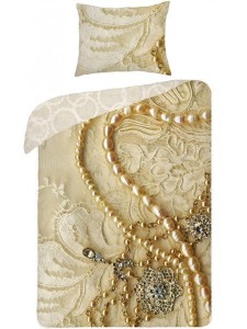 Pościel 140x200 złote perły koronka
