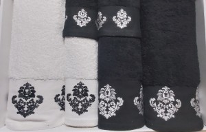 Ręcznik komplet 6cz EuroFirany Damask biały+czarny