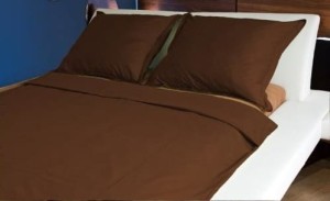 Pościel satyna bawełniana 200x220 Carlo Brunni pasy brąz