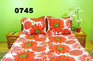 Pościel z kory 200x220 bawełna czerwone kwiaty