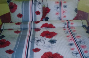 Pościel z kory 200x220 bawełna czerwony kwiat