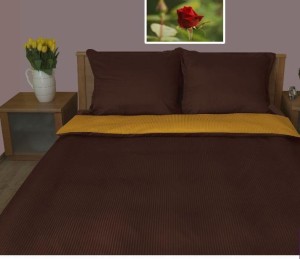 Pościel dwukolorowa satyna bawełniana 200x220 brąz/żółty