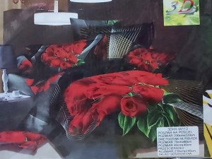 Pościel satynowa 200x220 z prześcieradłem róże czerwone