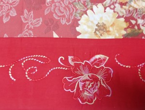 Pościel haftowana 200x220 czerwone kwiaty