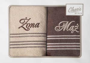 Zestaw ręczników Mąż Żona Eurofirany beż+brąz