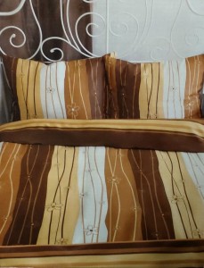 Pościel satynowa 160x200 beż z brązem