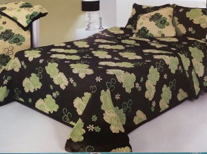 Narzuta żakardowa 160x200 czarny/zielony Piwonia