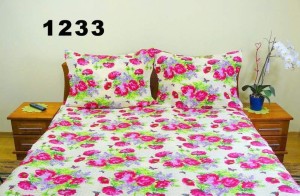 Pościel z kory 160x200 kora 1233 czerwone kwiaty