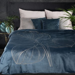 Koc z mikrofibry 150x200 Blanca 1 granat+złoty