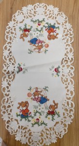 Serweta bieżnik Wielkanoc haftowany zajączki krem