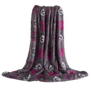 Koc z mikrofibry 200x220 Elway amarantowe kółka