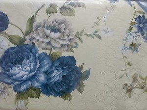 Pościel 200x220 kwiaty krem niebieski