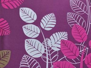 Pościel satynowa 200x220 fioletowe listki