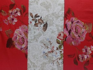 Pościel haftowana czerwona kwiaty 200x220 