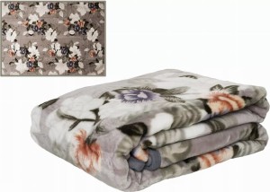 Koc akrylowy 160x210 Elway kwiaty na szarym tle