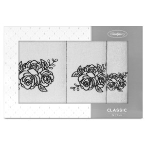 Komplet ręczników 3szt Eurofirany Rosalia biały+czarny