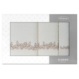 Komplet ręczników 3szt Eurofirany Calvia krem+beż