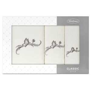 Komplet ręczników 3szt Eurofirany Fairy krem+grafit