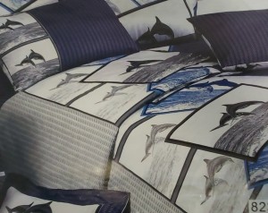 Pościel z prześcieradłem 160x200 delfiny niebieski