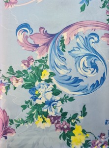 Pościel haftowana 200x220 błękitna w kwiaty