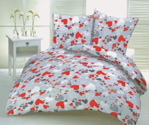 Poszewka bawełniana 40x40 szara serduszka Walentynki