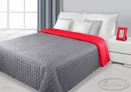 Narzuta 220x240 EVA EuroFirany dwustronna srebrny+czerwony