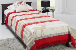 Koc 150x200 bawełniano-akrylowy świąteczny Merry Christmas