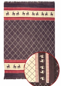 Koc 150x200 bawełniano-akrylowy świąteczny Jeleń brąz