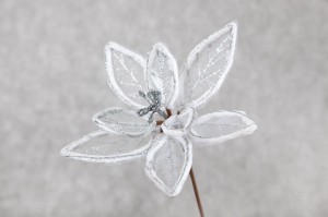 Ozdoba choinkowa Eurofirany kwiat 5 biały