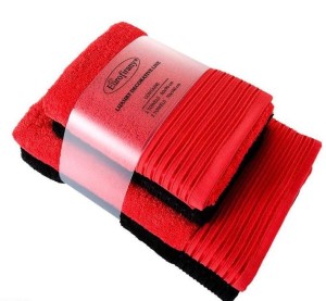 Komplet ręczników 4szt Pasek lśniący czerwony zestaw