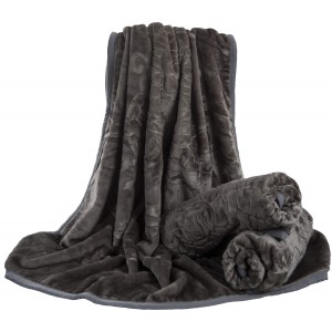 Koc akrylowy 75x160 Elway tłoczony ciemny szary na fotel