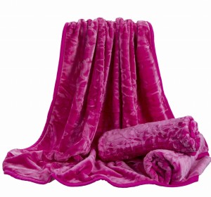 Koc akrylowy 75x160 Elway tłoczony różowy na fotel