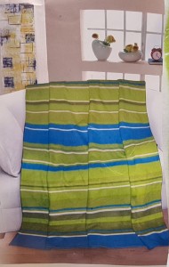 Koc polarowy 150x200 polar Matex pasy zielony niebieski