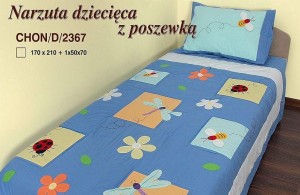 Narzuta dziecięca 170x210 z poszewką Eurofirany 2367 ważki biedronka
