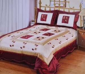 Narzuta satynowa 160x220 lq04919 krem beż bordo