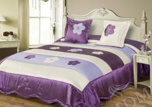 Narzuta satynowa 180x220 z poszewkami 1104 fiolet
