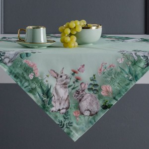 Serweta wiosenna Wielkanoc 80x80 Rabbit zielona