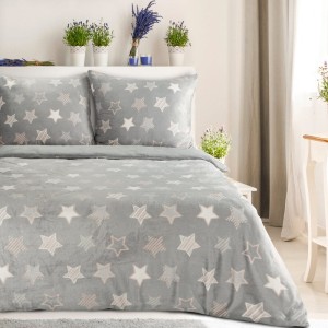 KOMPLET POŚCIELI FLANO 4 220 X 200 CM SREBRNY