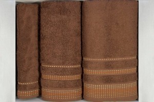 Ręcznik ręczniki komplet 3szt EuroFirany POLA brąz