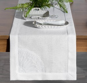 OBRUS ELEN 40 X 140 CM BIAŁY