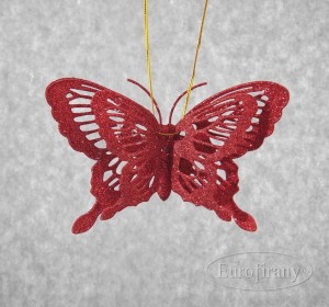 OZDOBA OZDOBY CHOINKOWE EUROFIRANY MOTYL CZERWONY