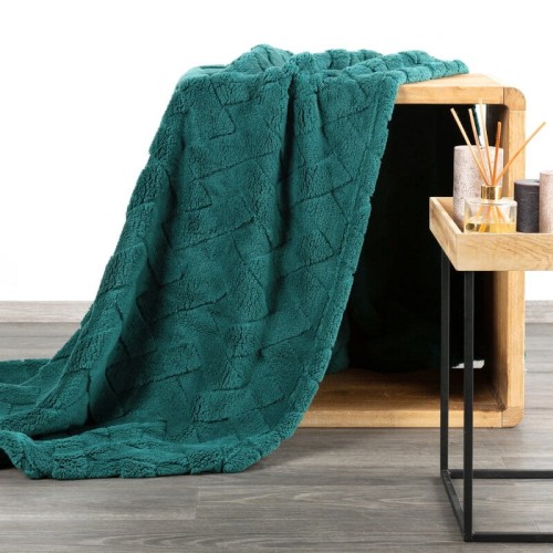 KOC D91 CARO 200 X 220 CM CIEMNOZIELONY