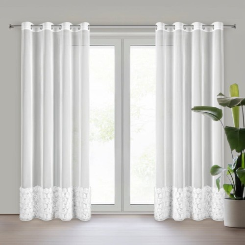 ZASŁONA GOTOWA ROSES 3 140 X 250 CM BIAŁY