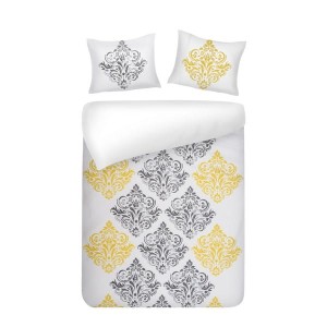 Pościel Italissima Home satyna 200x220 LILA stal+żółty